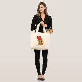 Grand Tote Bag Coeur et T-shirts et cadeaux rayés de chat (Devant (modèle))