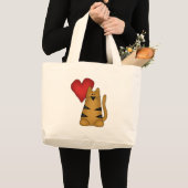 Grand Tote Bag Coeur et T-shirts et cadeaux rayés de chat (Devant (produit))