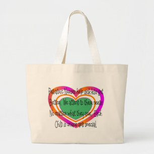 Grand Tote Bag coeur pédiatrique de poème d'infirmière