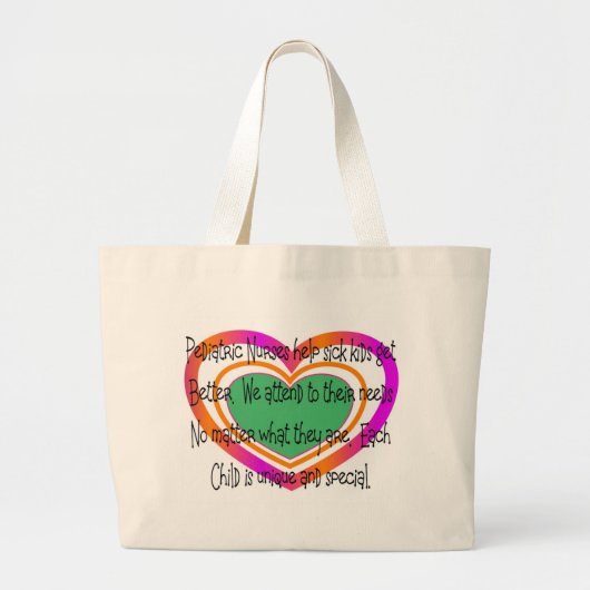 Grand Tote Bag coeur pédiatrique de poème d'infirmière (Devant)