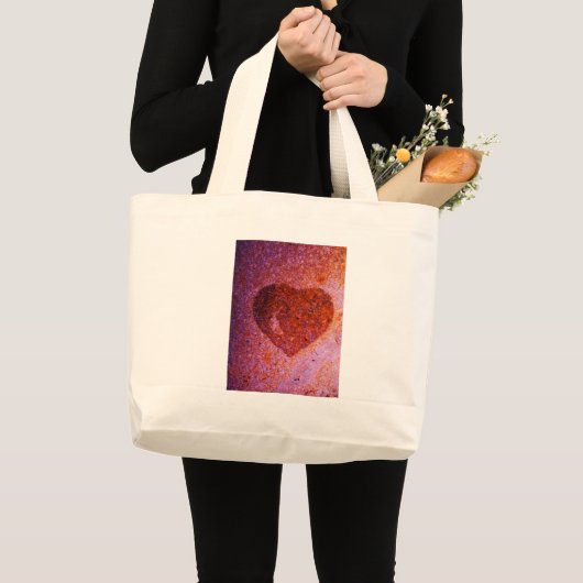 Grand Tote Bag coeur rose corail (Devant (produit))