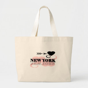 Grand Tote Bag Coeur rose New York