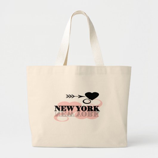 Grand Tote Bag Coeur rose New York (Devant)