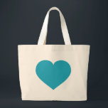 Grand Tote Bag Coeur turquoise<br><div class="desc">Ce sac fourre-tout possède un coeur légèrement turquoise. Grand cadeau de demoiselle d'honneur.</div>