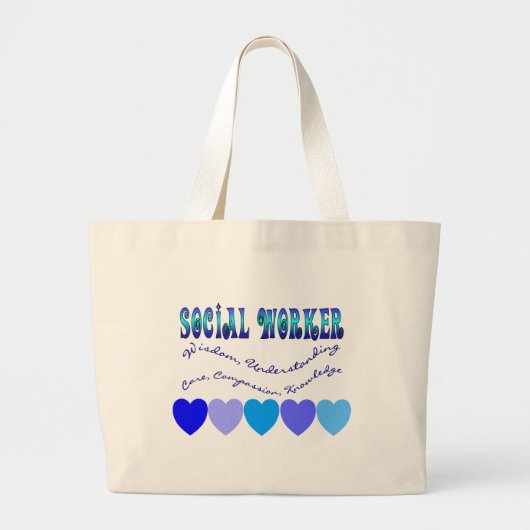 Grand Tote Bag COEURS de BLEU d'assistant social (Devant)