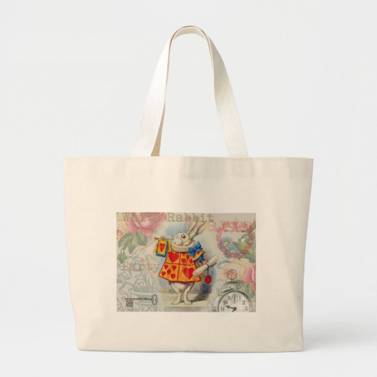 Grand Tote Bag Coeurs de lapin blanc Alice Classic (Devant)