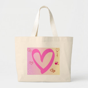 Grand Tote Bag Coeurs En Gradient Rose