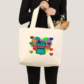 Grand Tote Bag Coeurs multi de couleur de "PHARMACIE" (Devant (produit))