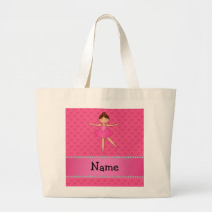 Grand Tote Bag Coeurs nommés personnalisés de rose de ballerine
