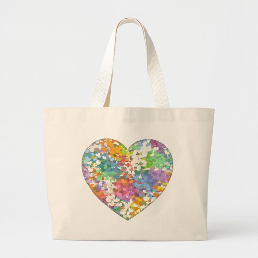 Grand Tote Bag Coeurs Pastel Confetti (Devant)