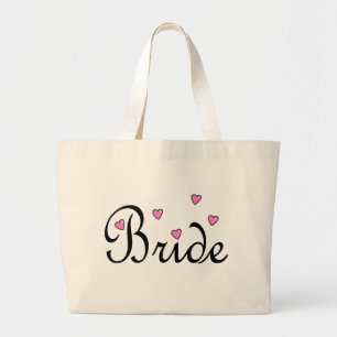 Grand Tote Bag Coeurs roses de jeune mariée