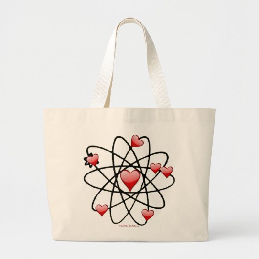 Grand Tote Bag Coeurs rouges de Saint Valentin atomique (Devant)
