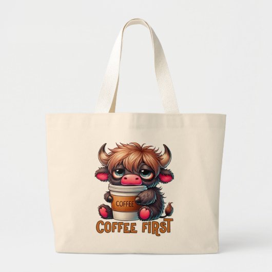 Grand Tote Bag Coffee First  (Devant)