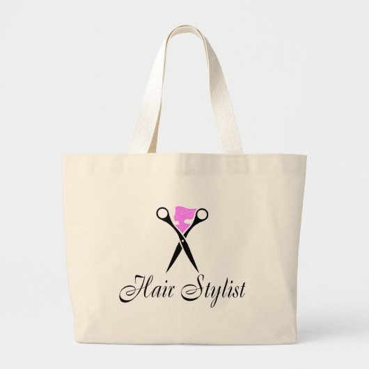Grand Tote Bag Coiffeur (ciseaux/rose) (Devant)
