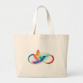 Grand Tote Bag Colibri arc-en-ciel avec symbole Infinity (Devant)
