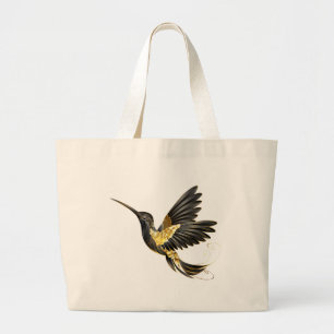 Grand Tote Bag Colibri noir et or