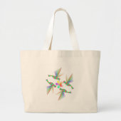 Grand Tote Bag Colibris Arc-En-Ciel Embrasser Une Fleur (Devant)