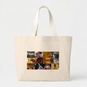 Grand Tote Bag Collage de photos de guitare