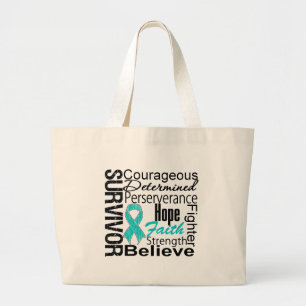 Grand Tote Bag Collage de survivant de Cancer ovarien