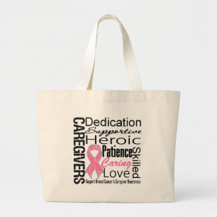 Grand Tote Bag Collage de travailleurs sociaux de cancer du sein