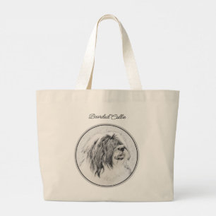 Grand Tote Bag Colley barbu Dessin noir Beardie Chien mignon Art