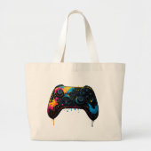 Grand Tote Bag Color Splash Game Controller Sticker (Devant)