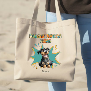 Grand Tote Bag Colorful 70's Retro Funny race de chien personnali