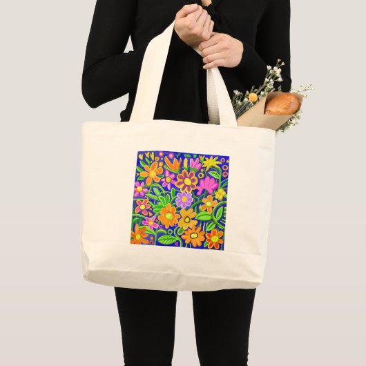 Grand Tote Bag Composition florale peinte (Devant (produit))