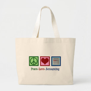 Grand Tote Bag Comptable des mignons comptables Peace Love