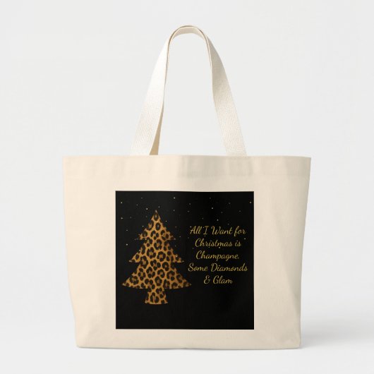 Grand Tote Bag Conception d'arbre de léopard de vacances chic (Devant)