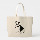 Grand Tote Bag Conception de bouledogue noir et blanc assis calme (Dos)