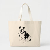 Grand Tote Bag Conception de bouledogue noir et blanc assis calme (Devant)