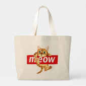 Grand Tote Bag Conception de chat de signe de miaulement (Dos)