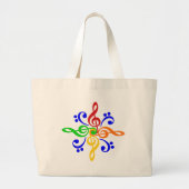 Grand Tote Bag Conception de clef basse et triple (Devant)