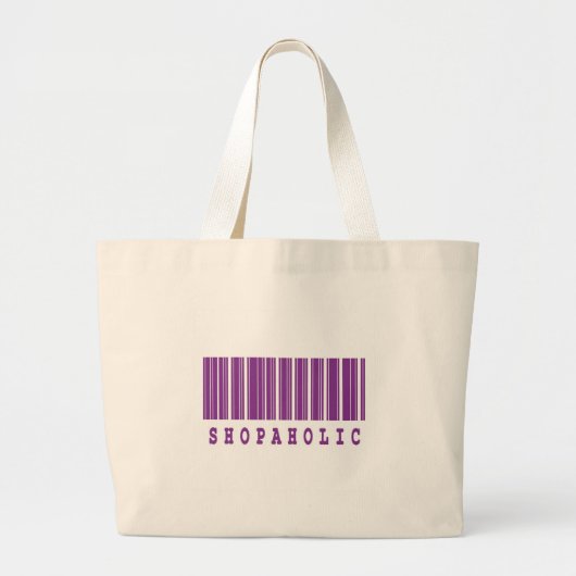 Grand Tote Bag conception de code-barres shopaholic (Devant)