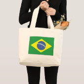Grand Tote Bag Conception de drapeau du Brésil (Devant (produit))