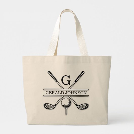 Grand Tote Bag Conception de Monogramme de Golf Elégant Personnal (Dos)