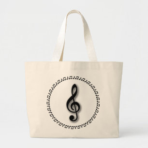 Grand Tote Bag Conception de note de musique de clef triple