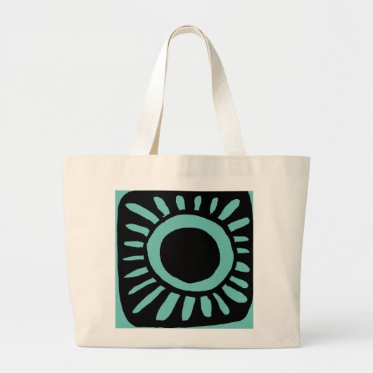 Grand Tote Bag Conception de pop en bleu vert (Devant)
