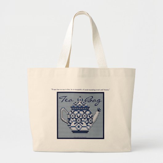 Grand Tote Bag Conception de pot de thé de style de point de (Devant)