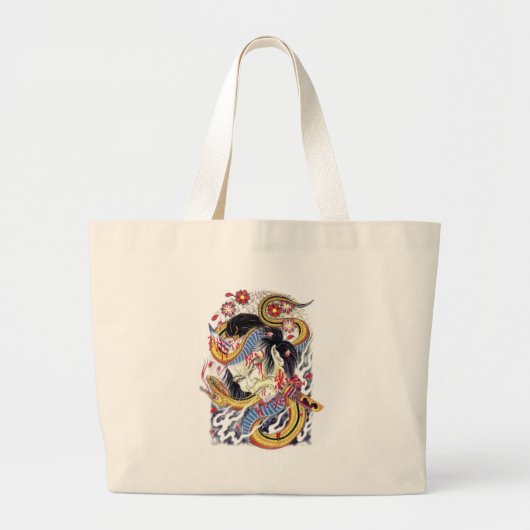 Grand Tote Bag Conception de tatouage Grotesque et serpent (Devant)