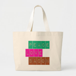 Grand Tote Bag Conception lumineuse de couleurs de lard d'amour