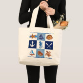 Grand Tote Bag Conception océanique marine (Devant (produit))