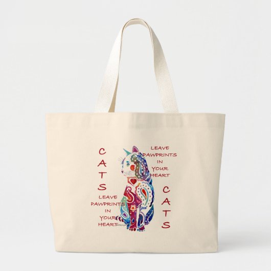 Grand Tote Bag Conceptions de chat de Paisley (Devant)