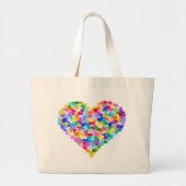 Grand Tote Bag Confettis de coeur d'arc-en-ciel (Devant)