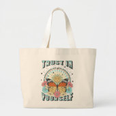 Grand Tote Bag Confiance en soi | Soleil céleste et papillon (Devant)