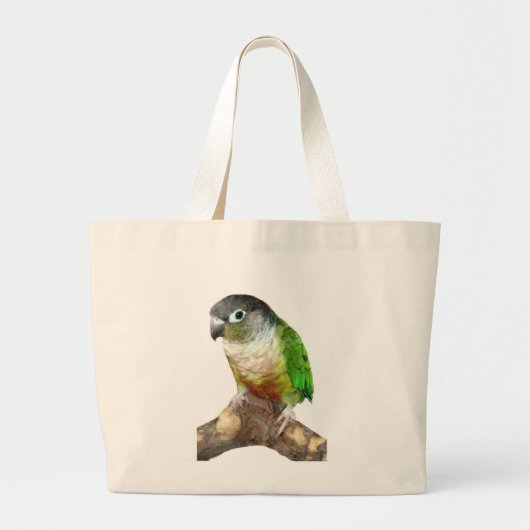 Grand Tote Bag Conure verte à la joue (Devant)