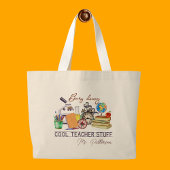 Grand Tote Bag Cool Enseignant Fun Moderne Nom personnalisé