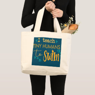 Grand Tote Bag cool entraîneur de natation J'enseigne aux humains