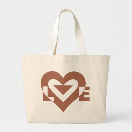 Grand Tote Bag Cool Love Graphic, Mocha Brown (Devant)